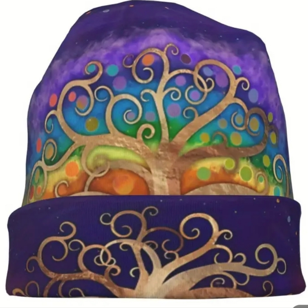 Colorful Tree of Life Slouch Beanie - Picture 3 of 8